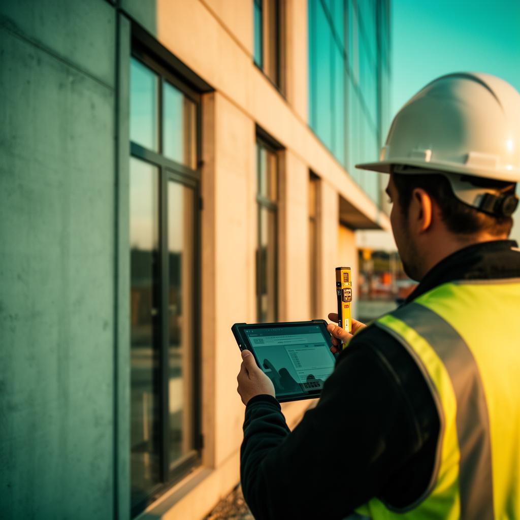 Sachverständiger bei der Arbeit vor Ort