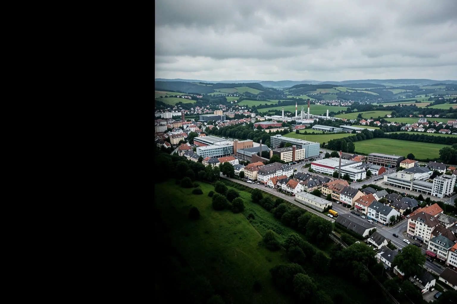 Stadt- und Gebäudelandschaft im süddeutschen Raum
