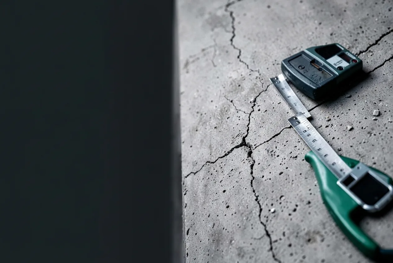 Rissprüfung an einer Betonoberfläche mit professioneller Messtechnik